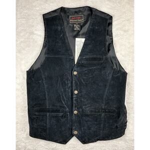 Leather Suede Vest Men’s Sz S Black Vintage John L Blair Personal Choice Western